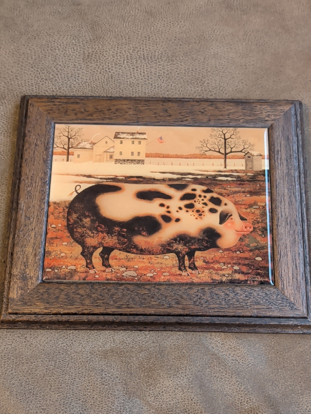 Farmhouse "Mr. Pig" Art Print - Rustic Brown & Black